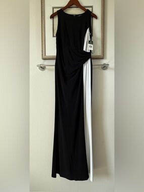 Ralph Lauren Black & White Special Evening Dress Flattering, Slimming Size 6